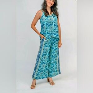 Victoria Dunn Fawn Blue Bonnet Silk Blend Pant with Pockets